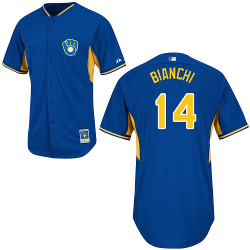 Jeff Bianchi #14 Youth Baseball Jersey-Milwaukee Brewers Authentic 2014 Blue Cool Base BP MLB Jersey